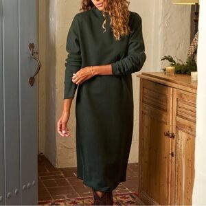 Frank & Eileen Isabelle Funnel Neck Dress Dark Green Size Small